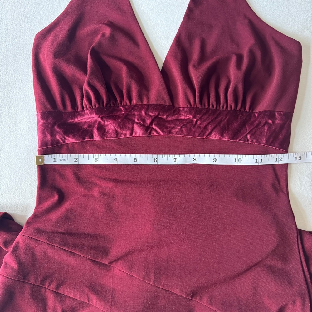 Vtg Y2K Babydoll Halter Dress Burgundy Handkerchief Hem Satin Romantic DarkFairy - Picture 5 of 10